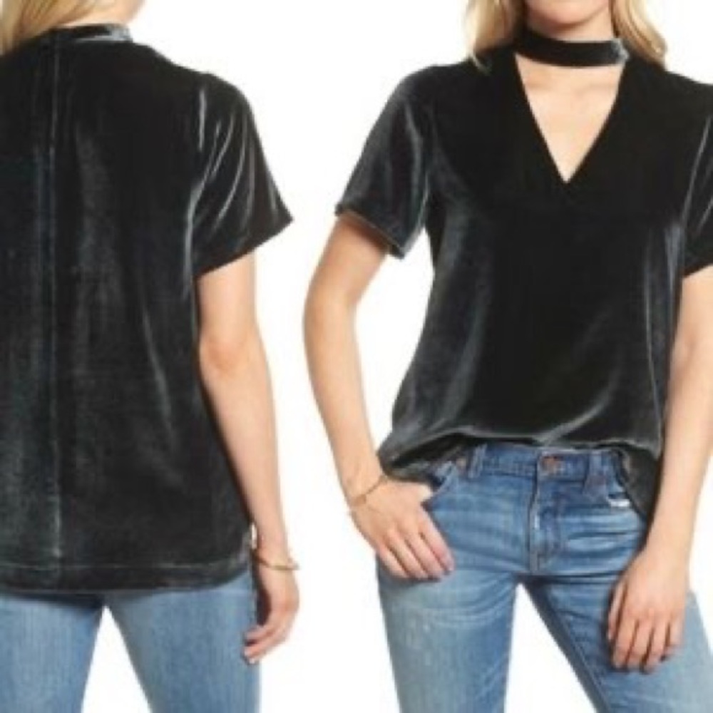Madewell Choker Top Dark Greenish Grayish Velvety Look & Feel EUC Women's